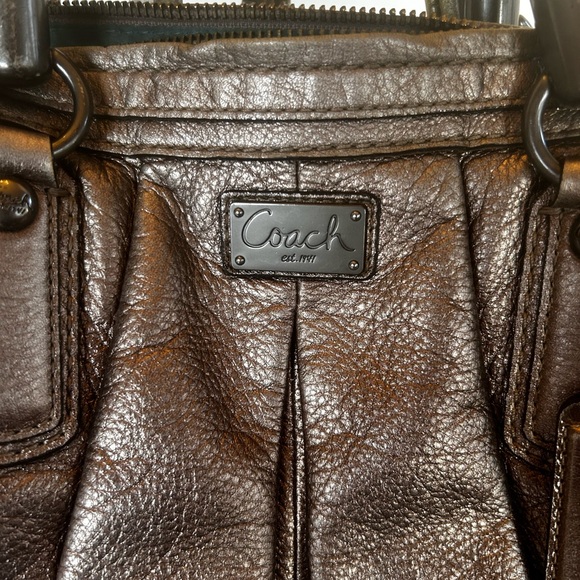 Authentic Coach Kristin Leather Top Zip Metallic Bronze Tote Bag NO STRAP - Picture 2 of 11